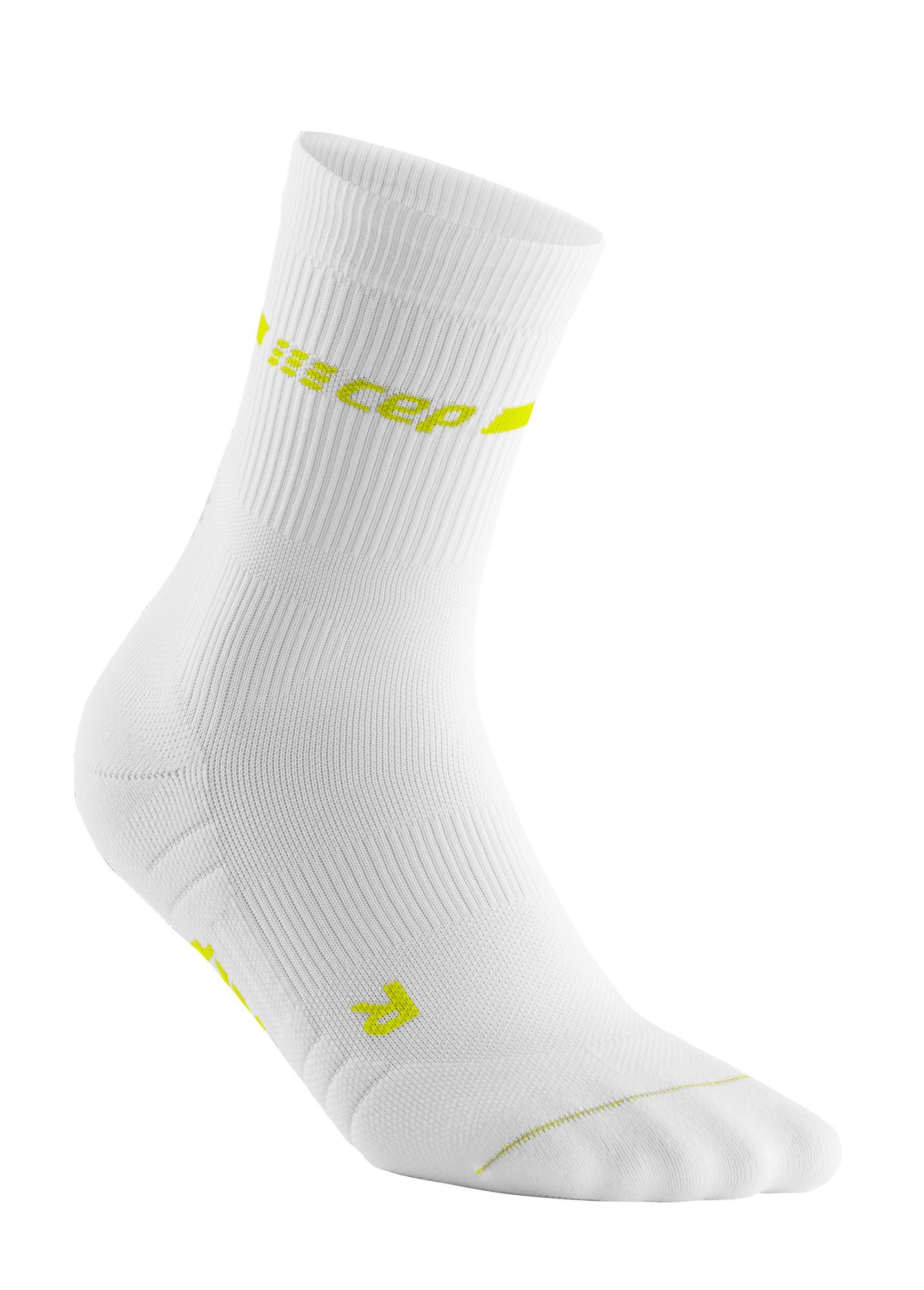 CEP NEON MID-CUT SOCKS, WHITE/NEON PINK, WOMEN